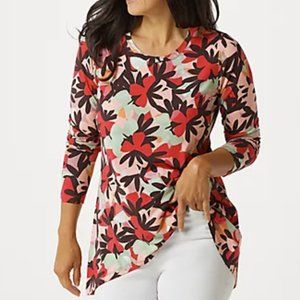 LOGO Long Sleeve Printed Rayon Top